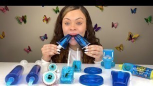 'ASMR BLUE FOOD, JELLY DONUT, SCORPION LOLLIPOP, JELLO SHOOTER, JUICY DROP POP,  JELLY FOOD MUKBANG'