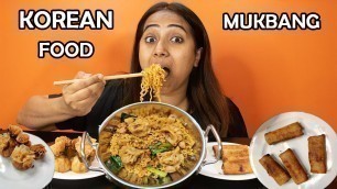 'Korean Food Real Mukbang :) | Spicy Ramyeon Noodles, Prawn Momo, Chicken Spring Roll.'