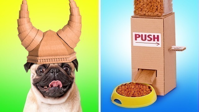 'Coolest Dog Cardboard Crafts || DIY Viking Helmet And Food Dispenser From Cardboard'