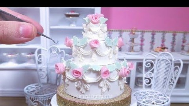 'Miniature Real Edible Rose Wedding Cake - mini food ASMR'