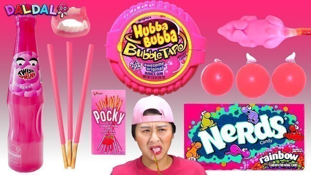 'Pink Food Jelly Candy Mukbang / Pink Food Challenge'