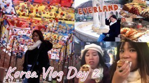 'Korea Vlog Day 2 | SNOW!!! | EVERLAND | Myeongdong Street Food'