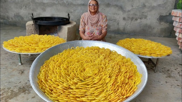 'MANGO FLAVOUR JALEBI RECIPE BY MY GRANNY | INDIAN SWEETS | DESSERT RECIPES | VILLAGE FOOD'