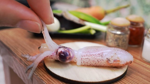 'How To Make Miniature Spicy Stuffed Squid | ASMR Cooking Mini Food'