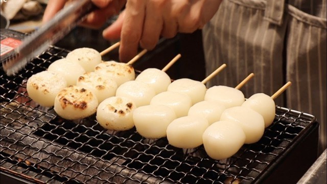 'Japanese Street Food - MOCHI DANGO Rice Dumpling Osaka Dessert Japan'