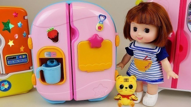 'Baby Doll Refrigerator and food toys play'