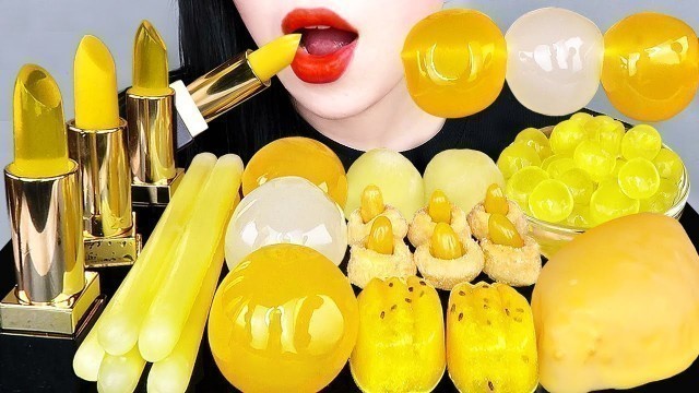 'ASMR EDIBLE LIPSTICK, NIK-L-NIK WAX STICK, LEMON ICE, JELLY, *YELLOW FOOD* EATING SOUNDS MUKBANG 먹방'