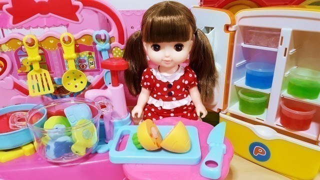 'Baby doll Refrigerator and SLIME play kitchen food cooking toys'