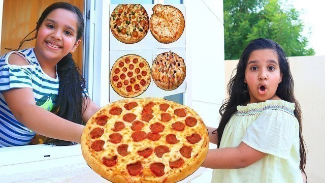 'Shafa and Soso Pretend Play Pizza Drive Thru Restaurant | Funny Food Toys Story for Kids'