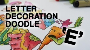 'LETTER DECORATION DOODLE #5 | DOODLE ART | FOOD CHARACTER ILLUSTRATION'