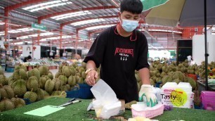 'How to Cut a Durian Fruit - Thailand Street Food 2021 / ASMR'