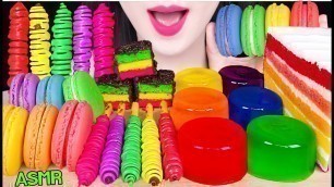 'ASMR RAINBOW FOODS *RAINBOW STICKS, CAKE POP, JELLY, MACARON 무지개 스틱, 케이크팝, 젤리, 마카롱 먹방 JANE ASMR 제인'