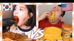 'Korean vs American mukbangers - BIG BITES'