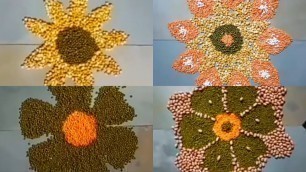 'Rangoli with grains ||  Simple and Creative Rangoli || art with pulses'