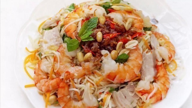 'DELICIOUS Prawn and Pork Kohlrabi Salad  - Gỏi Su Hào Tôm Thịt'