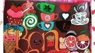 'Food Doodle art| Diy kitchen wall decor| Doodle art for kitchen|doodles tutorial'