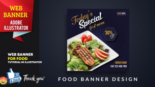 'Illustrator Tutorial | Simple Web Banner Design  Food Restaurant - Adobe Tutorial'