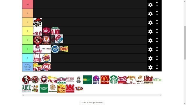 'making my fast food tier list'