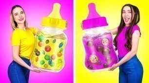 'BOTTLE CANDY JELLY CHALLENGE || Good Girl VS Bad Girl! Funny Tricks and Pranks by 123 GO! FOOD'