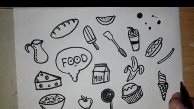 'Hand draw food Doodle EASY !!!! ( Tutorial ) | Cara Menggambar makanan doodle !'