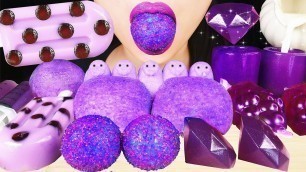 'ASMR PURPLE FOODS: BOBA TEA JELLY, EDIBLE CUPS, EARTH GUMMI, JELLY DIAMONDS, MARSHMALLOW PEEPS MOCHI'