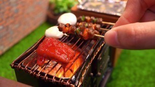 'How To Cook BBQ Steak Perfectly In Miniature Kitchen | ASMR Cooking Mini Food'