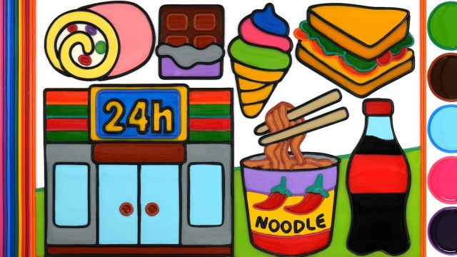 'Convenience Store food Jelly Painting & Coloring | Menggambar Dan Mewarnai Toko swalayan makanan'