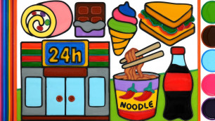 'Convenience Store food Jelly Painting & Coloring | Menggambar Dan Mewarnai Toko swalayan makanan'