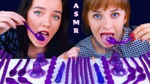 'CANDY ASMR PURPLE FOOD: SPOON JELLY, GUMMY TWIZZLERS, ROCK CANDY EATING SOUNDS LILIBU'