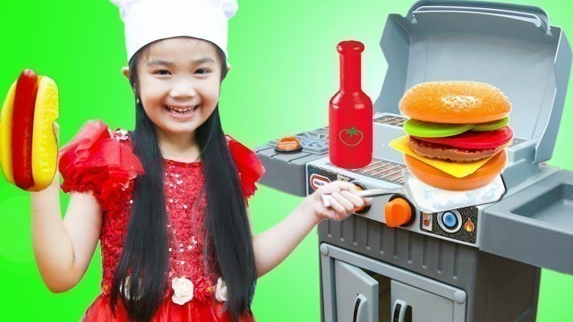 'Hana Pretend Play with TOY BBQ Grill Cooking Food Set'