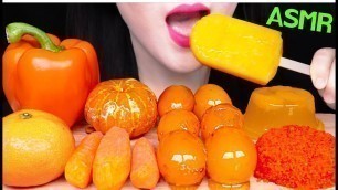 'ASMR ORANGE FOOD *ICE CREAM, TANGHULU, JELLY, FLYING FISH ROE 오렌지 아이스크림, 과일 사탕 탕후루, 날치알, 젤리 먹방'