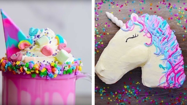 '10 Amazing Unicorn Themed  Dessert Recipes | DIY Homemade Unicorn Buttercream Cupcakes by So Yummy'