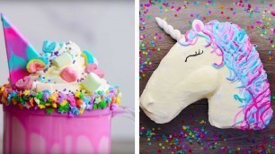 '10 Amazing Unicorn Themed  Dessert Recipes | DIY Homemade Unicorn Buttercream Cupcakes by So Yummy'