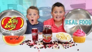 'Real Food vs Candy Food Game! Jelly Belly Candy Edition!'