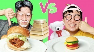 'REAL FOOD VS JELLY CHOCOLATE FOOD CHALLENGE 진짜 초콜릿 챌린지 HUBA 후바'