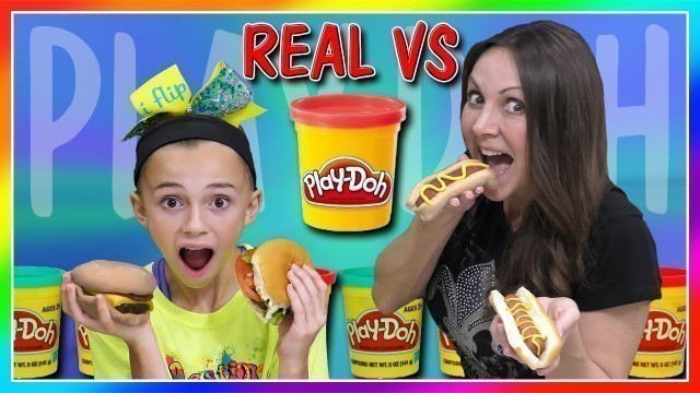 'REAL FOOD VS PLAY DOH FOOD CHALLENGE | DIY | We Are The Davises'