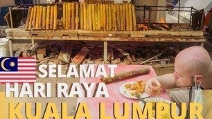 'MALAYSIAN STREET FOOD in KUALA LUMPUR: Foreigners Eat LEMANG and RENDANG | HARI RAYA Food'