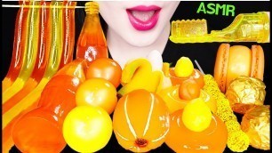 'ASMR ORANGE FOOD *EDIBLE TOOTH BRUSH, EDIBLE SODA BOTTLE, JELLY TUBE 먹는 칫솔 먹방 EATING SOUNDS'