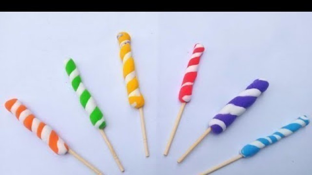 'Play Doh Twisted Lollipop |Mini clay food tutorial |'