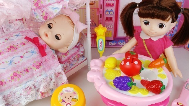 'Baby Doll Princess Bedroom house and food toys baby sitter play 아기인형 침대 하우스 음식 세탁기 장난감놀이 - 토이몽'