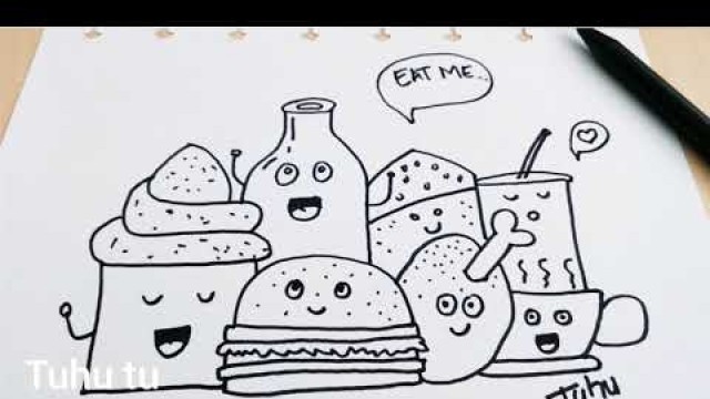 'Doodle Art Food Gampang | Cara Menggambar Doodle Food Gampang'