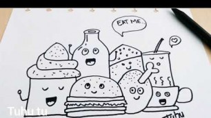 'Doodle Art Food Gampang | Cara Menggambar Doodle Food Gampang'