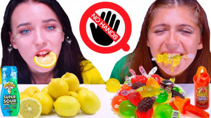 'ASMR NO HANDS RACE WITH MOST POPULAR FOOD (TIK TOK JELLY FRUIT, LEMON, CHEETOS, OREO)'