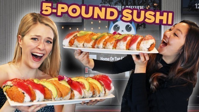 'I Challenged My Friend To Eat A 5-Pound Sushi Roll In 15 Minutes • Giant Food Time'