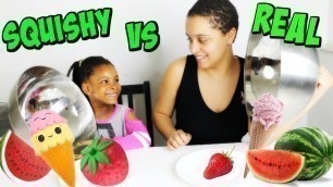 'SQUISHY FOOD vs REAL FOOD CHALLENGE , vraie nourriture ou jouets squishy !'