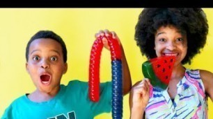 'Squishy vs REAL FOOD Challenge! - Shiloh and Shasha - Onyx Kids'