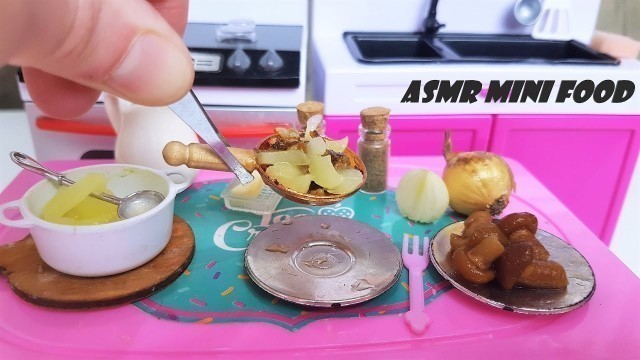 'MINI FOOD COOKING MUSHROOMS WITH POTATOES FRIED MINI KITCHEN ASMR'