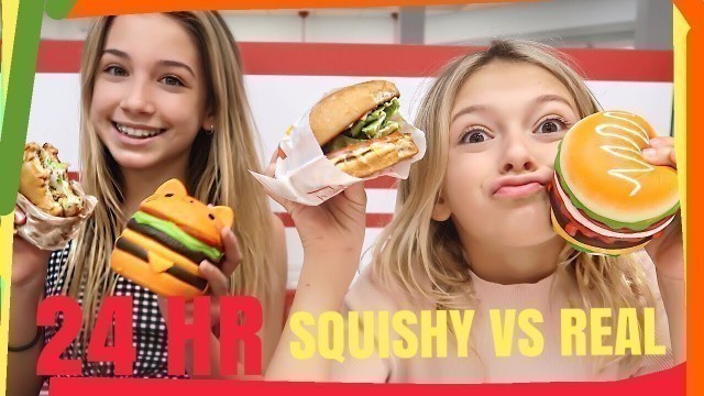 '24 Hour Squishy Food vs. Real Food | Mystery Box Chalenge | Quinn Sisters'