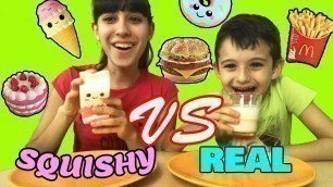 'SQUISHY FOOD VS REAL FOOD!!! By Tina & Pippo Review'