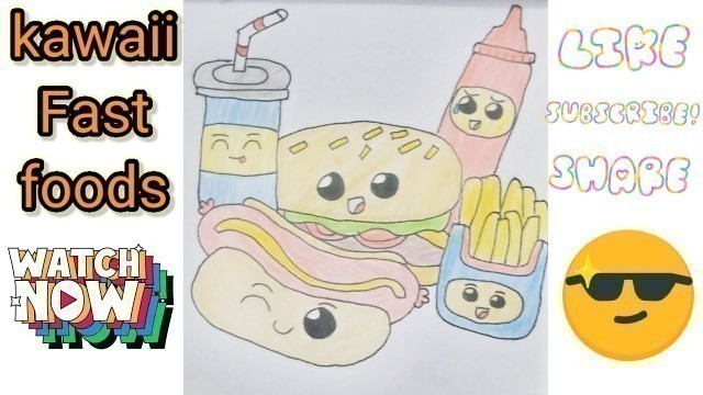 'How to draw kawaii fast food || cute drawings'